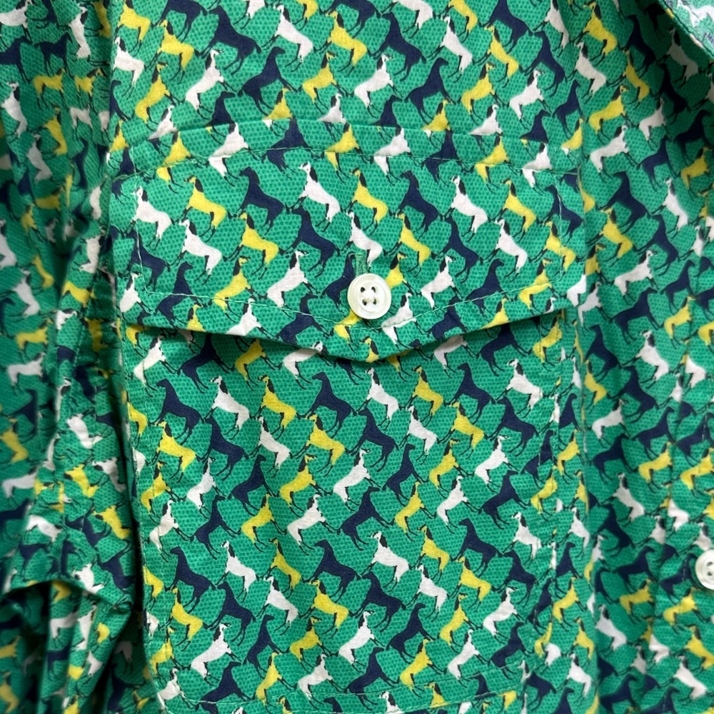 Talbots Green Patterned Button Down Shirt - image 3
